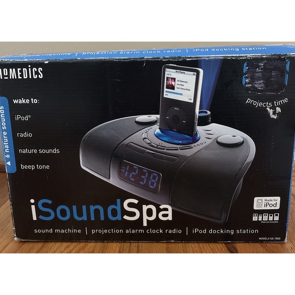HoMedics SoundSpa SS-7000 ceiling projector iPod docking station alarm clock